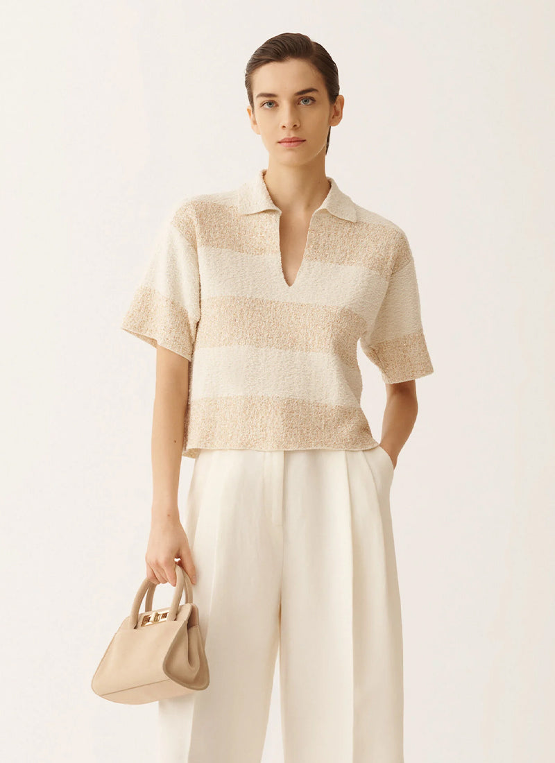 Fabiana Filippi Cotton Boucle Striped Polo