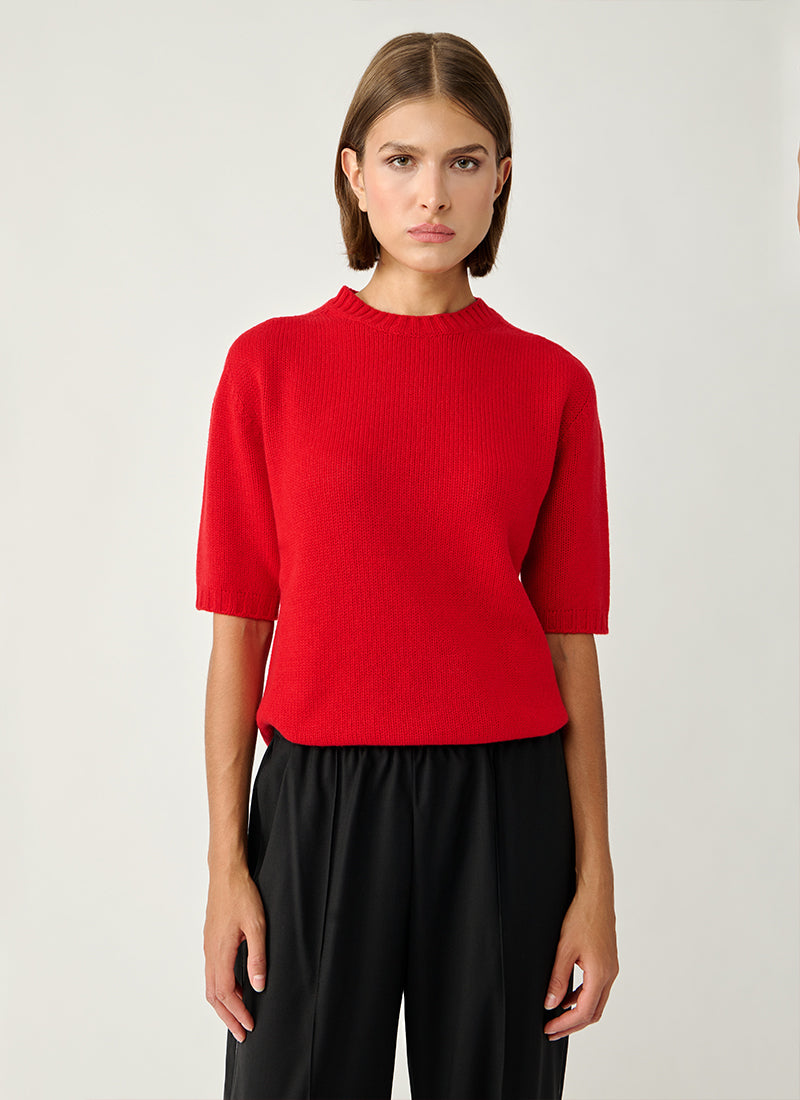 Short Sleeve Gauzed Cashmere Sweater by Fabiana Filippi at Andrews