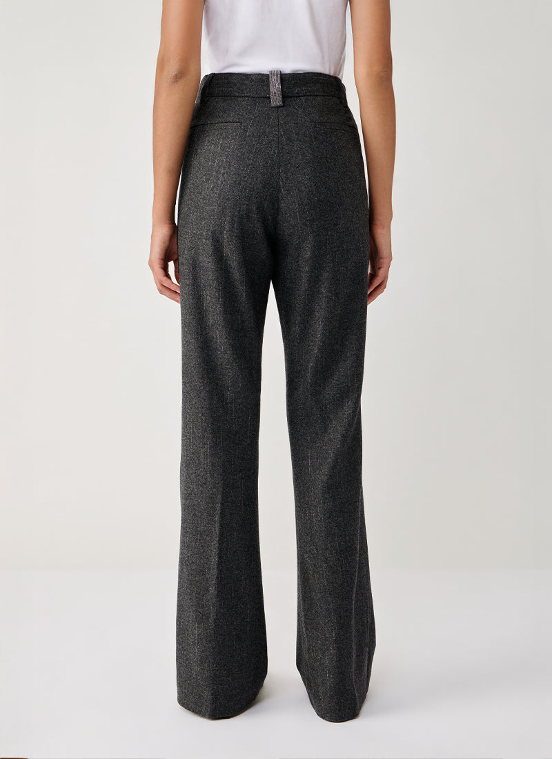 Slubbed Pinstripe Bootcut Trouser by Fabiana Filippi | Andrews