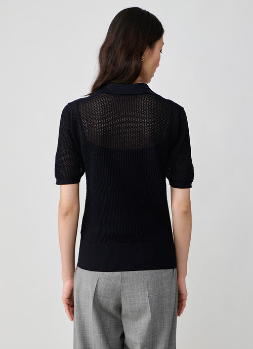 Fabiana Filippi Diamond Mesh Short Sleeve Polo