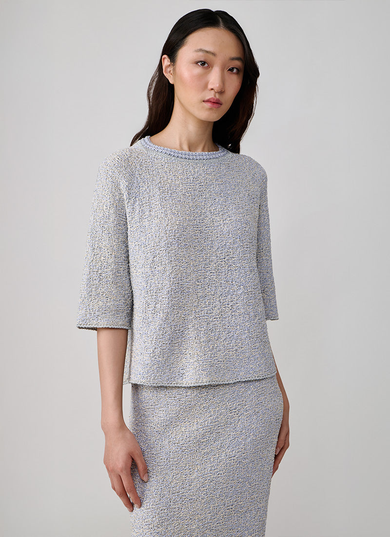 Fabiana Filippi Lurex Tweed 3/4 Sleeve Cape Sweater