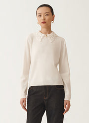Fabiana Filippi Lace Collar Crew Neck Sweater