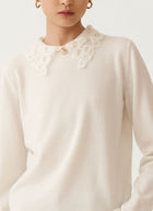 Fabiana Filippi Lace Collar Crew Neck Sweater