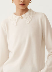 Fabiana Filippi Lace Collar Crew Neck Sweater