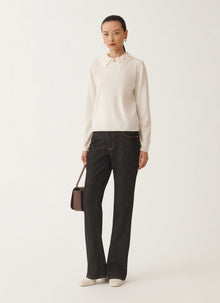 Fabiana Filippi Lace Collar Crew Neck Sweater