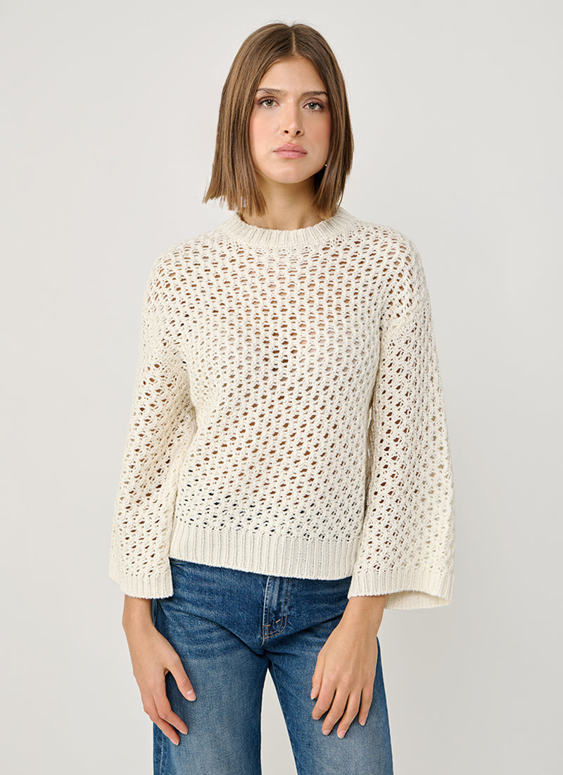 Fabiana Filippi Micro Sequin Mesh Stitch Crew Neck Sweater