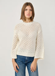 Fabiana Filippi Micro Sequin Mesh Stitch Crew Neck Sweater