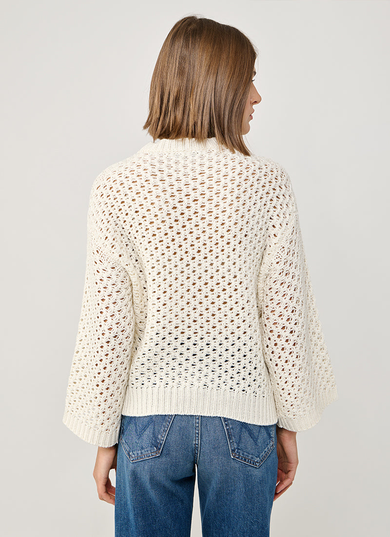 Fabiana Filippi Micro Sequin Mesh Stitch Crew Neck Sweater
