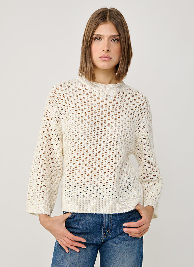 Fabiana Filippi Micro Sequin Mesh Stitch Crew Neck Sweater
