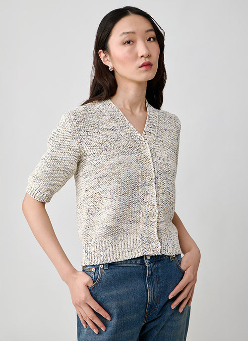 Fabiana Filippi Short Sleeve Moss Stitch Cardigan