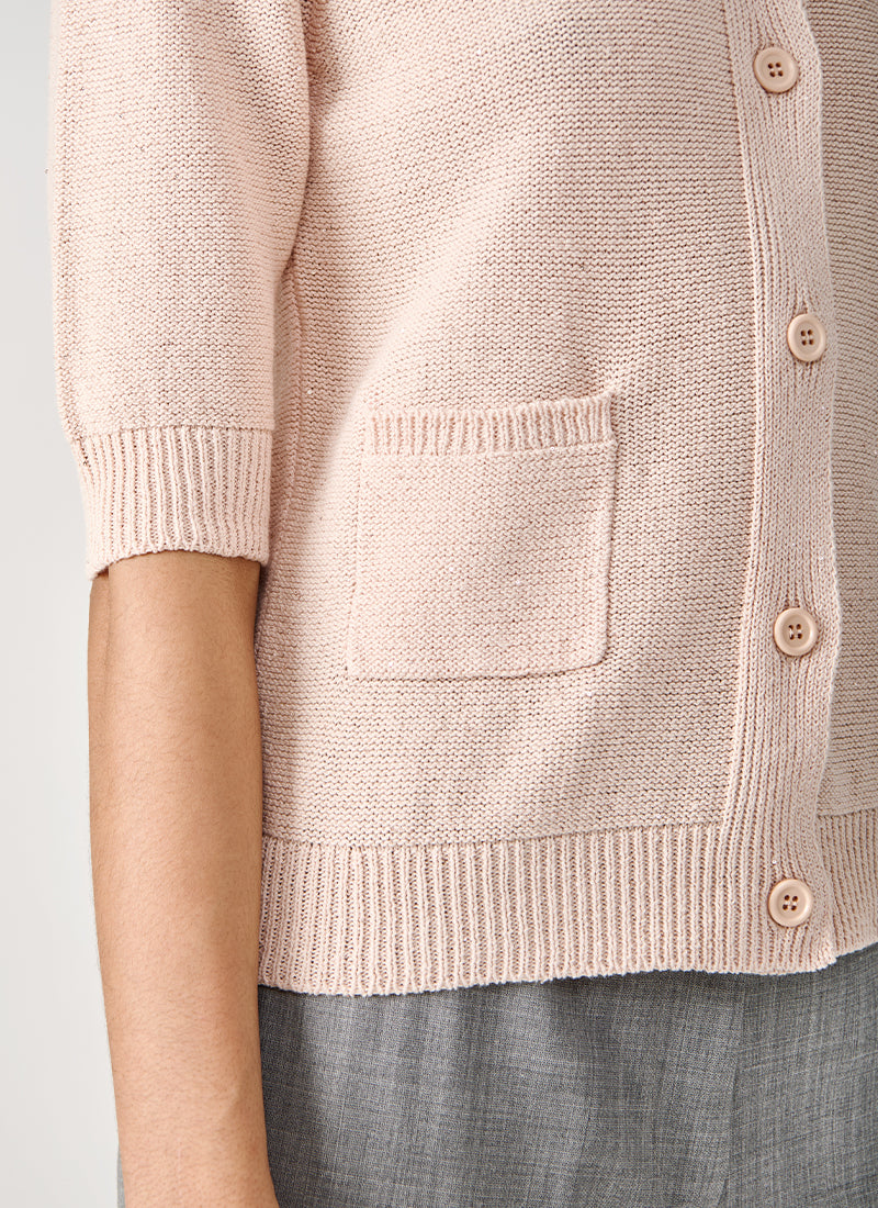 Fabiana Filippi Sequin Crew Neck Patch Pocket Cardigan