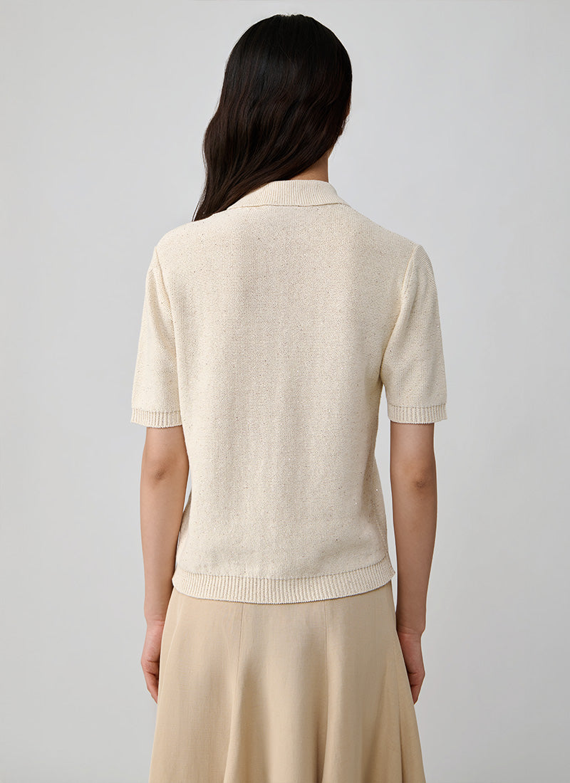 Fabiana Filippi Sequin Cotton Linen Polo