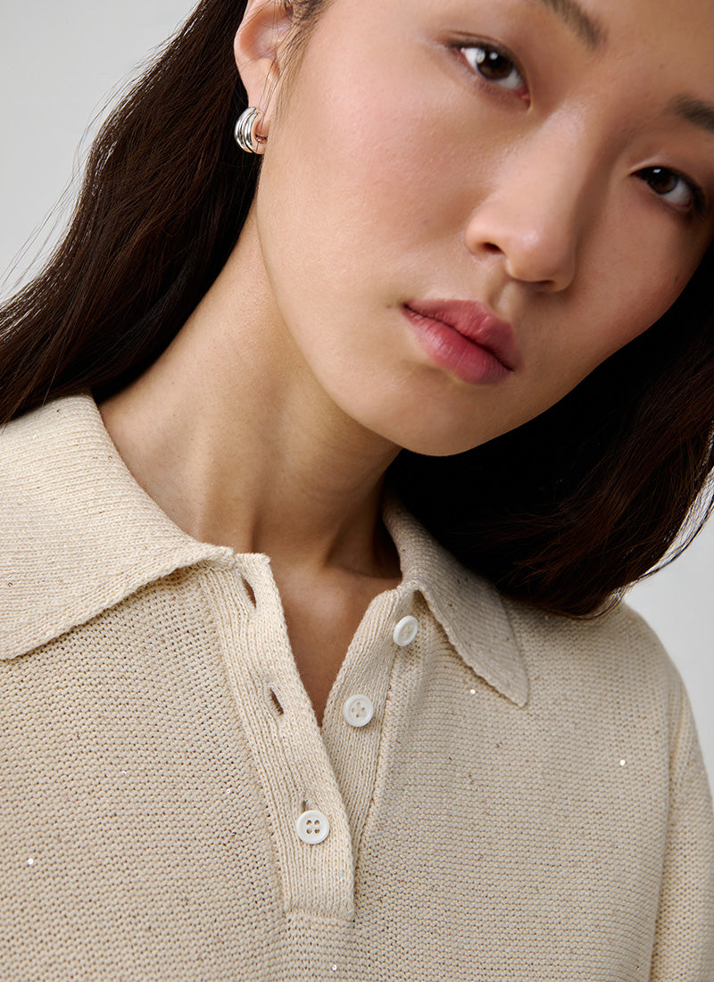 Fabiana Filippi Sequin Cotton Linen Polo