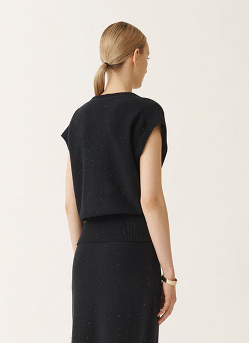 Fabiana Filippi Sequin Cotton Linen V Neck Vest