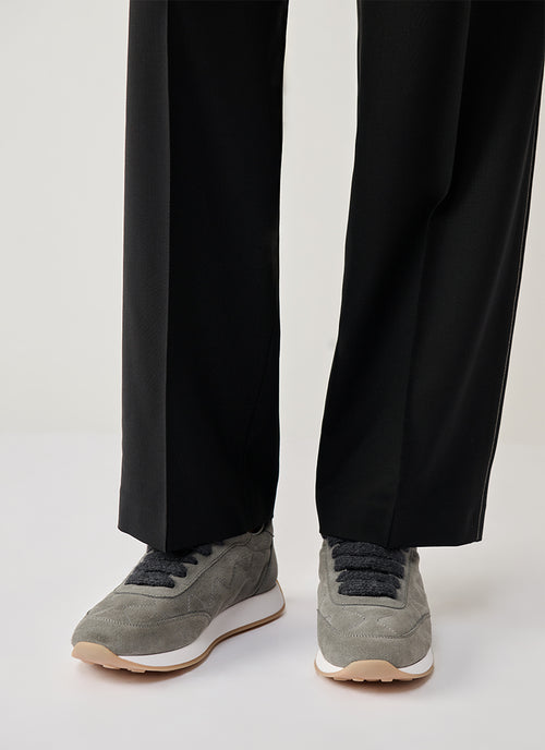  Suede And Filo Diamante Sneakers by Fabiana Filippi at Andrews 