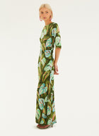 FARM Rio Anthurium Leaves Green Maxi Dress