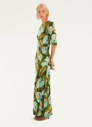 FARM Rio Anthurium Leaves Green Maxi Dress