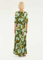 FARM Rio Anthurium Leaves Green Maxi Dress