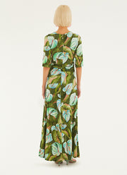 FARM Rio Anthurium Leaves Green Maxi Dress