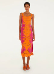 FARM Rio Cutwork Sleeveless Midi Dress