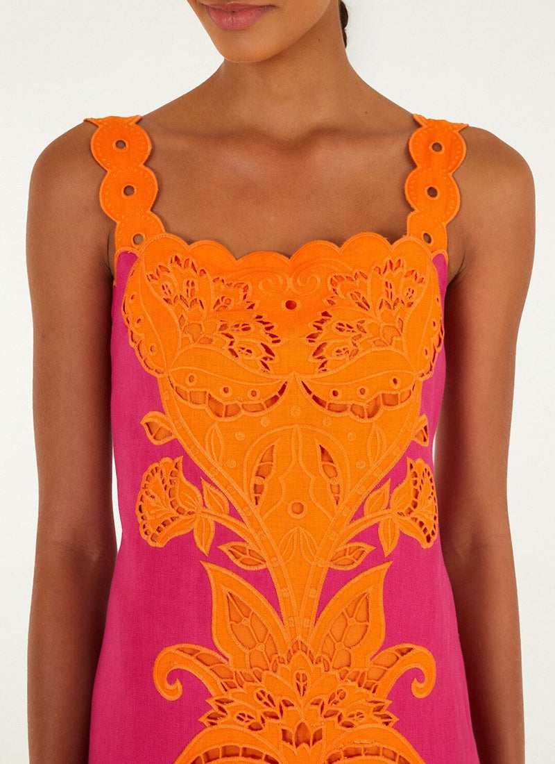 FARM Rio Cutwork Sleeveless Midi Dress