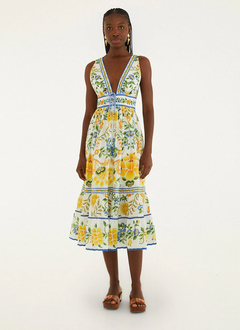 FARM Rio Emily Floral Tapestry Midi Dress