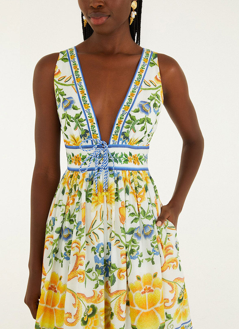 FARM Rio Emily Floral Tapestry Midi Dress
