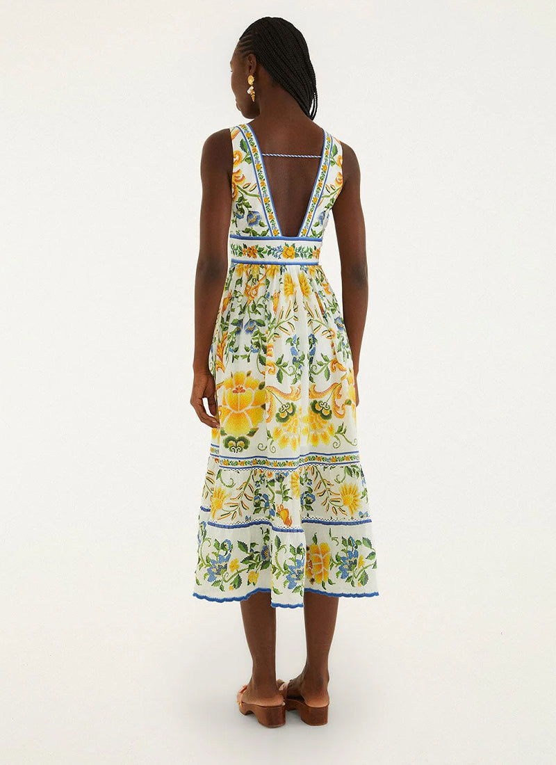 FARM Rio Emily Floral Tapestry Midi Dress