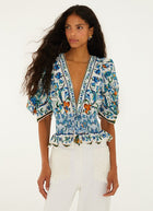 FARM Rio Flora Tile Off-White Blouse