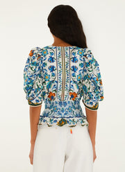 FARM Rio Flora Tile Off-White Blouse