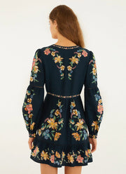 FARM Rio Maira Floral Dark Blue Mini Dress