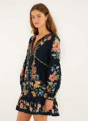 FARM Rio Maira Floral Dark Blue Mini Dress