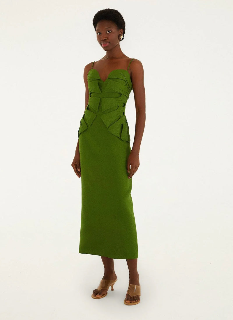 FARM Rio Monstera Leaf Midi Dress