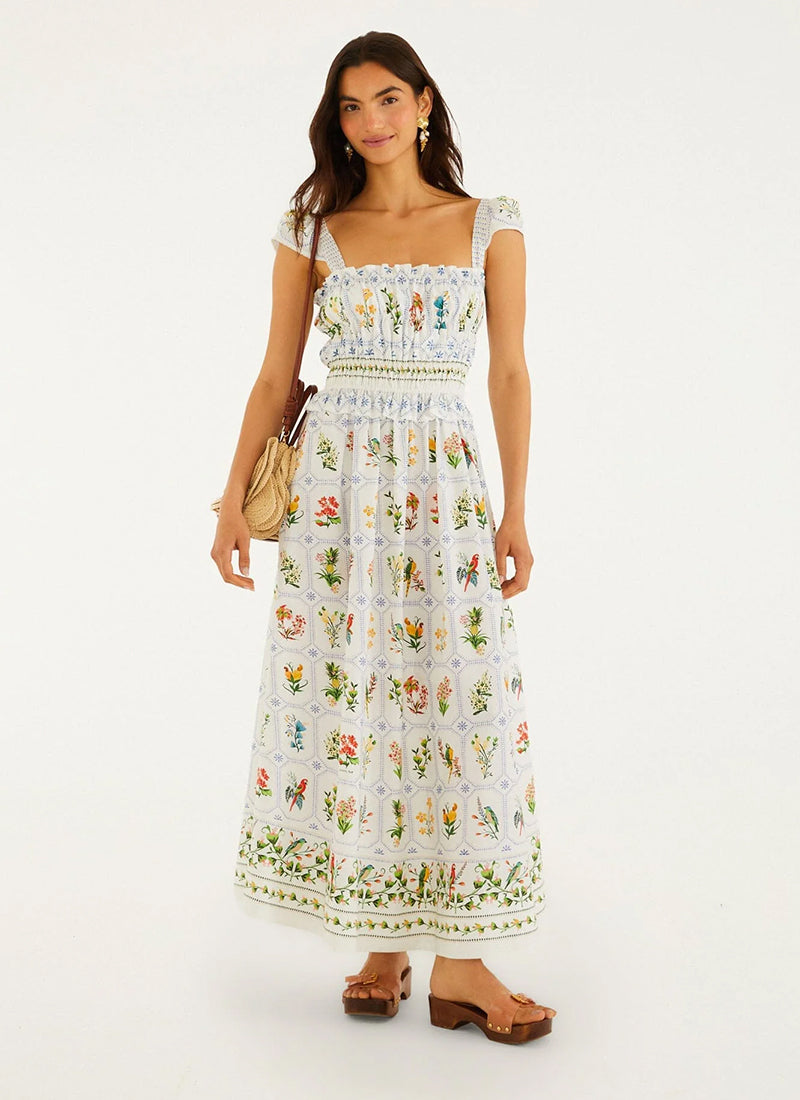 Tropical Porcelain Off-white Dress by FARM RIO