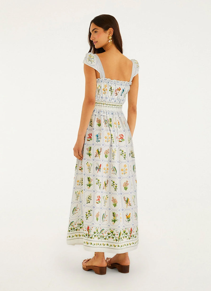 Tropical Porcelain Off-white Dress by FARM RIO