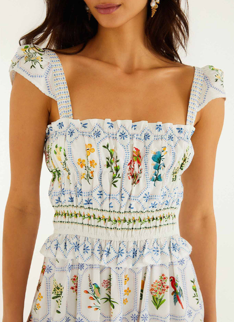 Tropical Porcelain Off-white Dress by FARM RIO