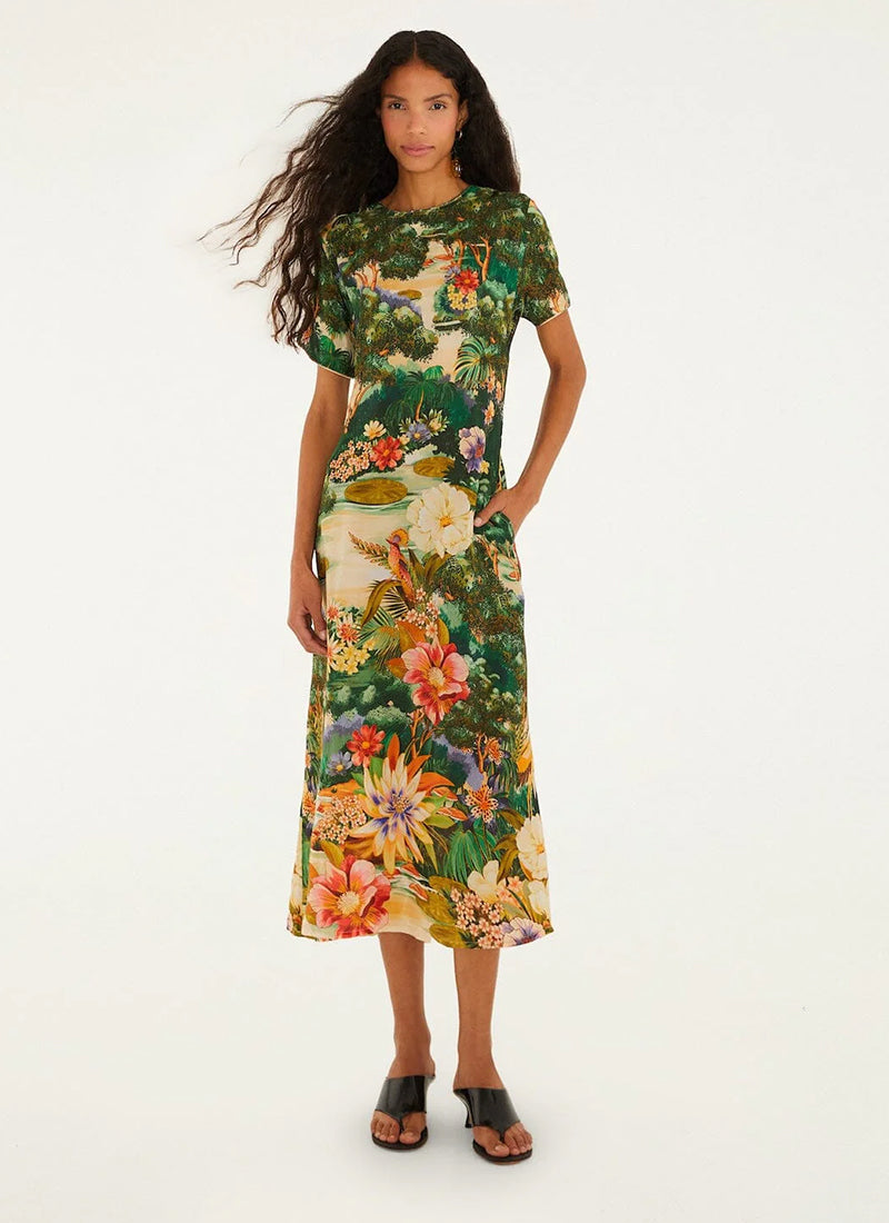 FARM Rio Oriental Garden Short Sleeve Dress