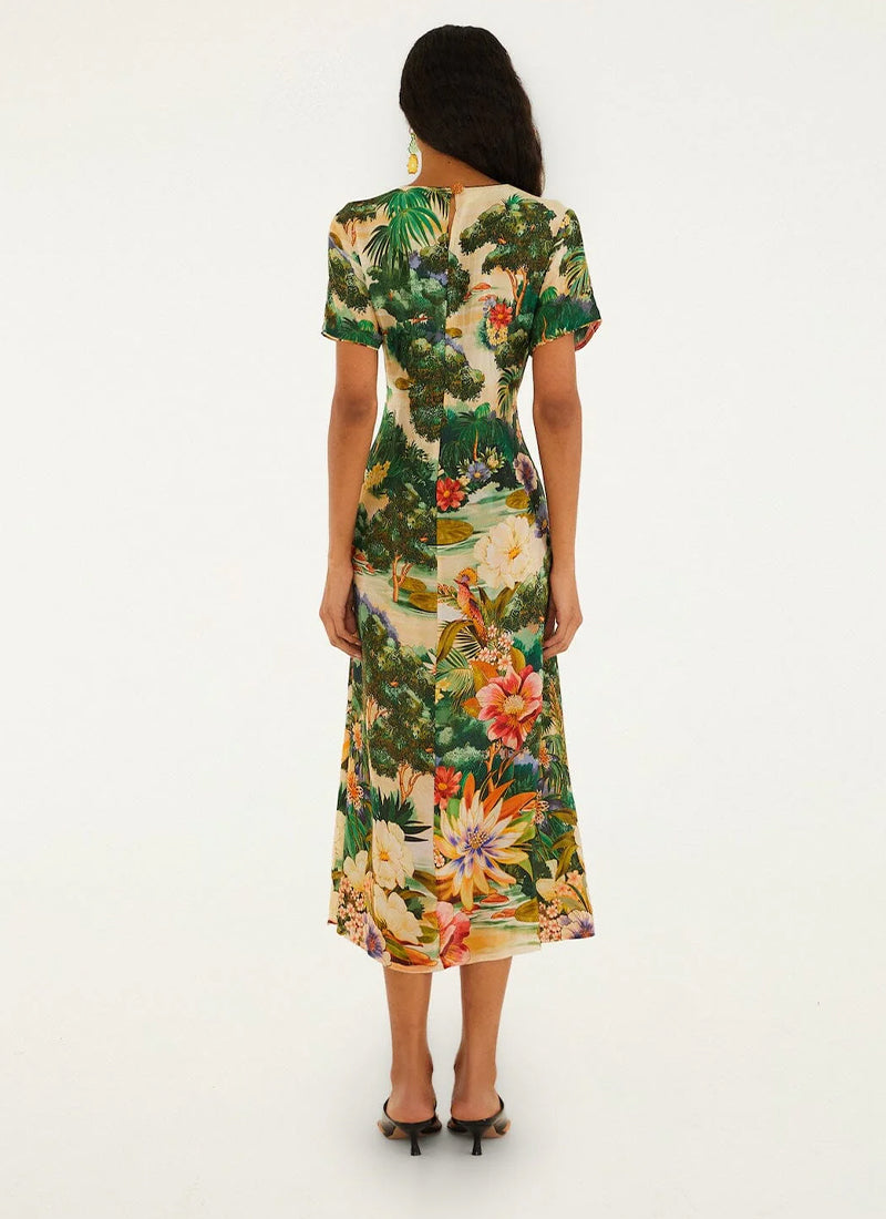 FARM Rio Oriental Garden Short Sleeve Dress