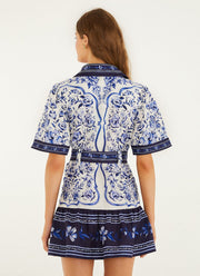 FARM Rio Porcelain Garden Off-white Mini Dress