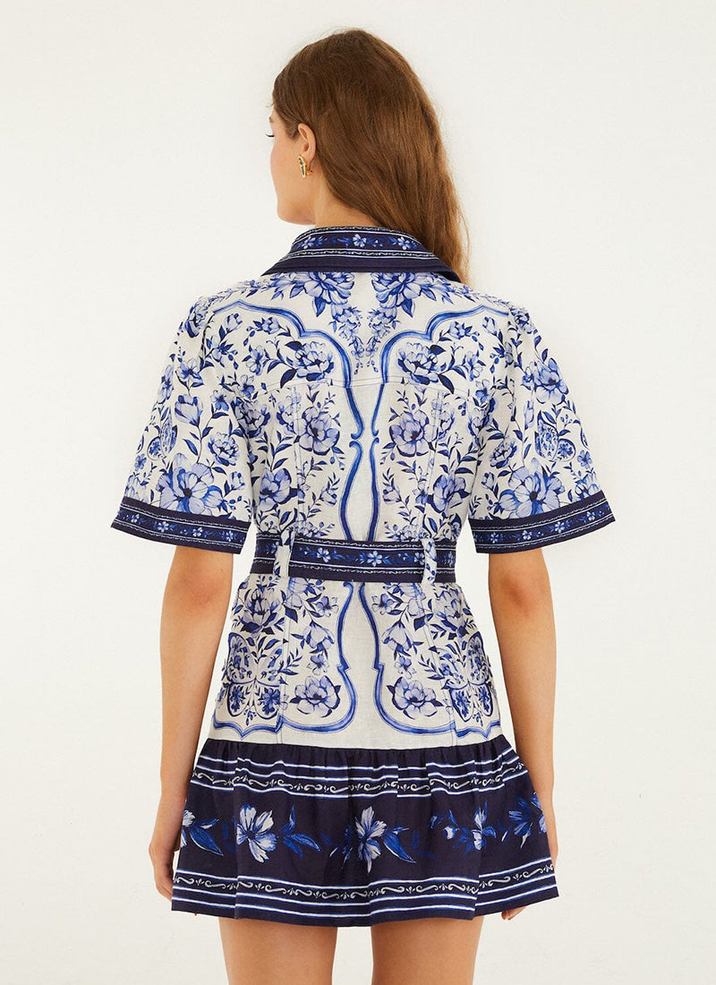 FARM Rio Porcelain Garden Off-white Mini Dress