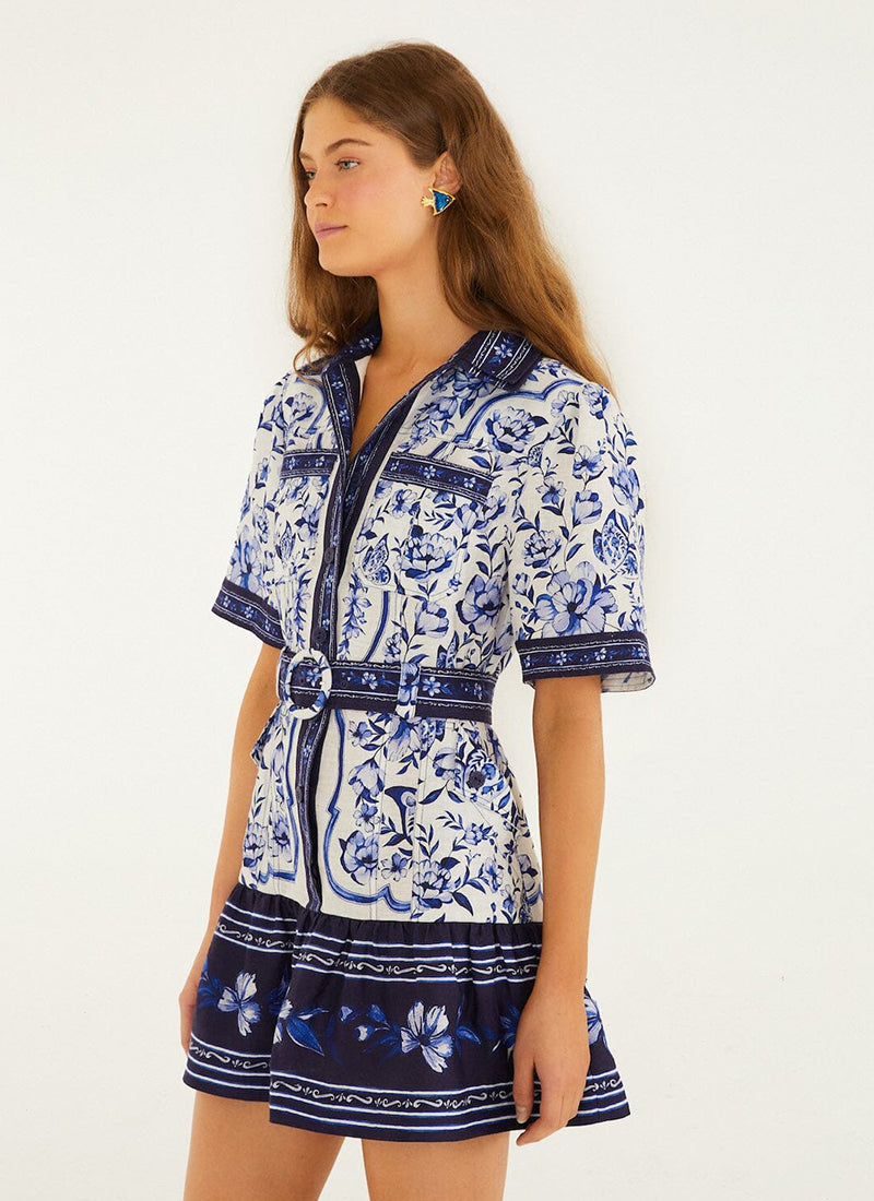 Porcelain Garden Off-white Mini Dress by FARM Rio