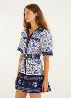 FARM Rio Porcelain Garden Off-white Mini Dress
