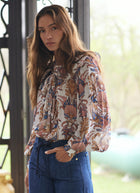 Sea Garden Off-White Long Sleeve Blouse