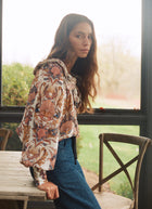 Sea Garden Off-White Long Sleeve Blouse