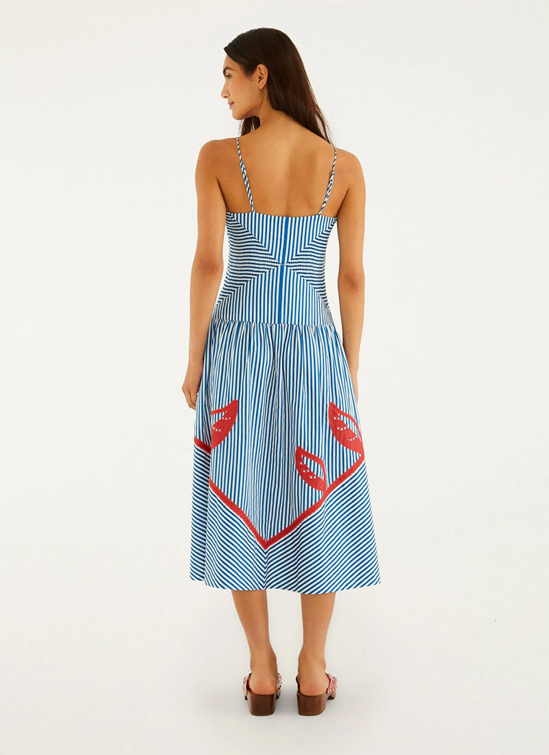 Sky Stripes Blue Sleeveless Dress by FARM RIO