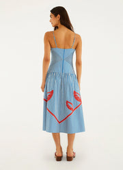 Sky Stripes Blue Sleeveless Dress by FARM RIO