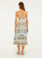 FARM Rio Stitched Garden Off-white Midi Dress