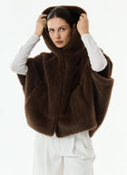 Leonie Faux Fur 3/4 Sleeve Hooded Cape