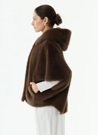 Leonie Faux Fur 3/4 Sleeve Hooded Cape