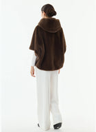 Leonie Faux Fur 3/4 Sleeve Hooded Cape